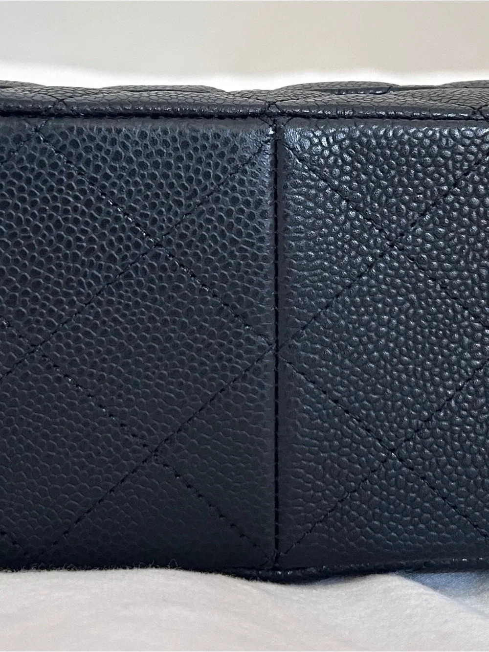 CHANEL vintage Black Jumbo Single Flap Caviar Leather Shoulder Bag with Gold